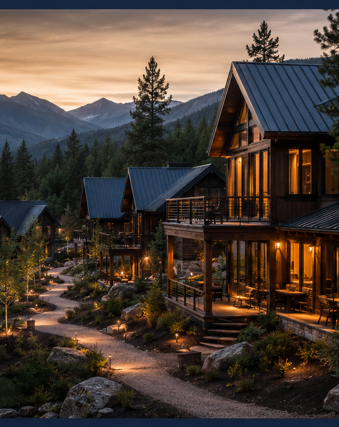 Cabin cluster at dusk