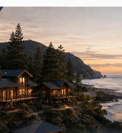 Cabins in a wooded retreat setting