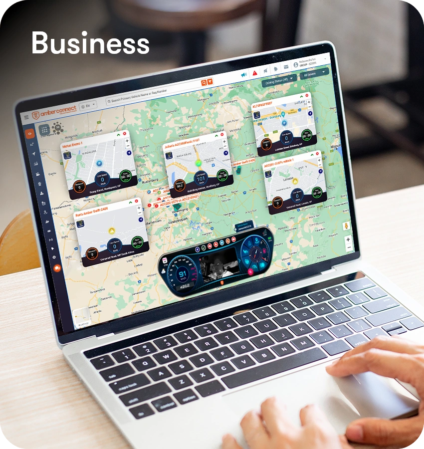 Business owner checking GPS tracking app on computer