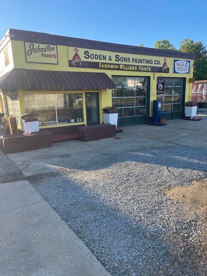 Storefront with a Soden & Sons Painting Co. sign.
