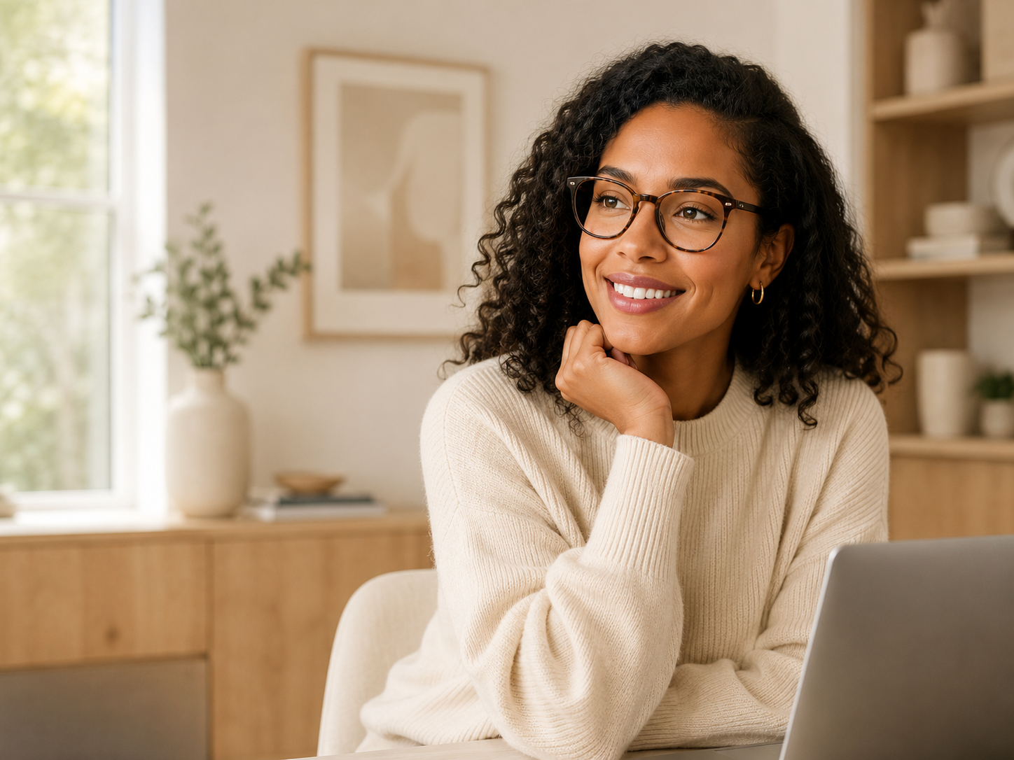 Woman wearing stylish eyeglasses