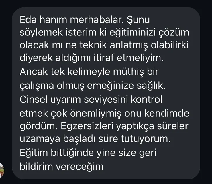 Danışan mesajı: cinsel uyarım seviyesini kontrol etmek çok önemliymiş