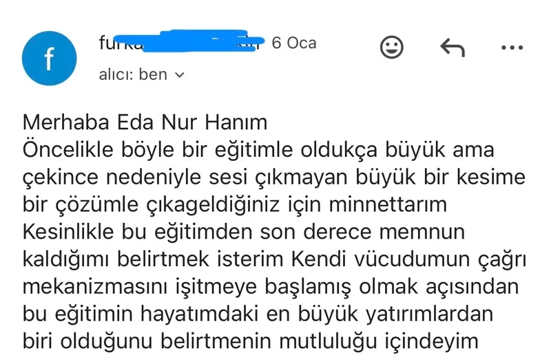 Danışan mesajı: bu eğitim hayatımdaki en büyük yatırımlardan biri
