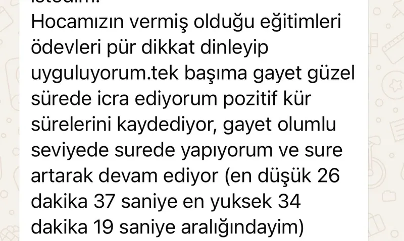 Danışan mesajı: süreler 26 ile 34 dakika aralığında