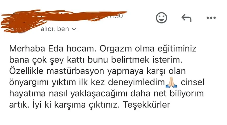 Danışan mesajı: mastürbasyona karşı önyargımı yıktım, ilk kez deneyimledim