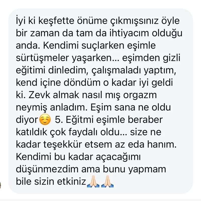 Danışan mesajı: 5. eğitimi eşimle beraber katıldık