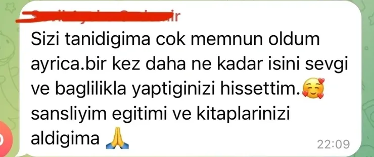 Danışan mesajı: işinizi ne kadar sevgi ve bağlılıkla yaptığınızı hissettim