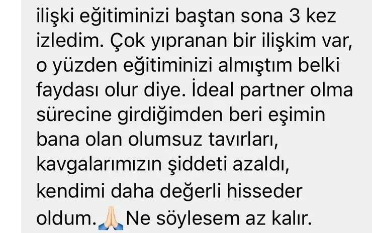 Danışan mesajı: kavgalarımızın şiddeti azaldı, kendimi daha değerli hisseder oldum