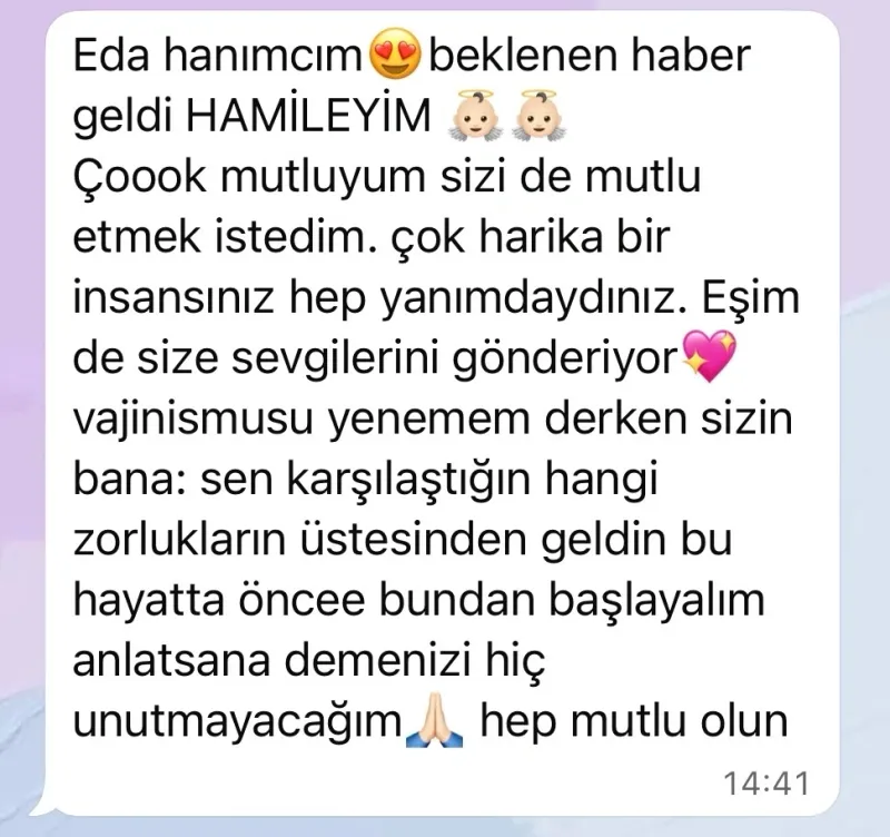 Danışan mesajı: beklenen haber geldi, hamileyim