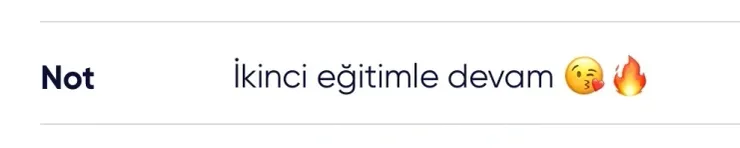Sipariş notu: İkinci eğitimle devam