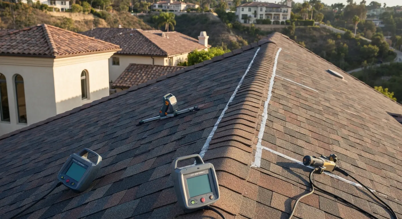 Roof leak repair in progress