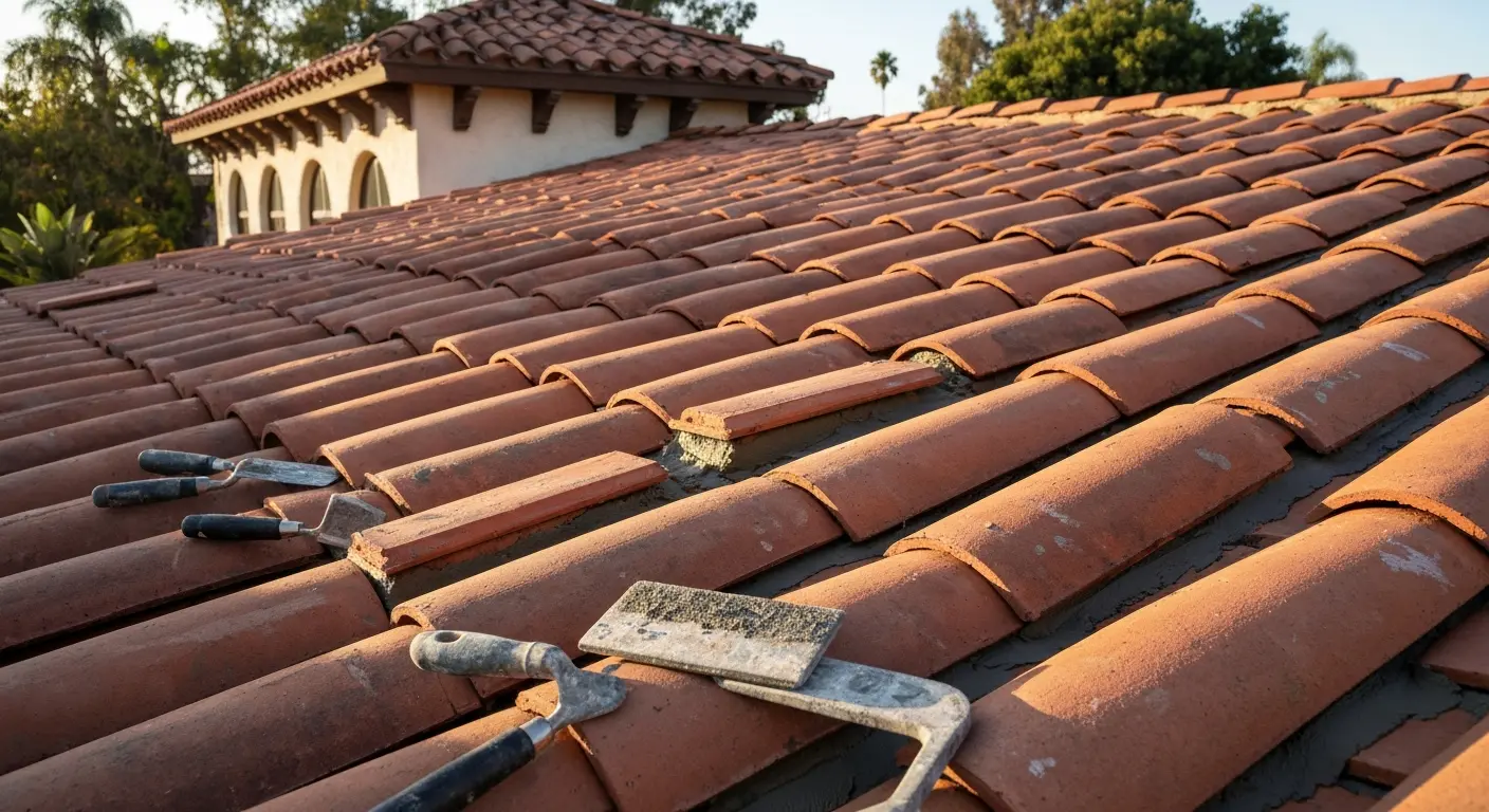 Roof repair in progress