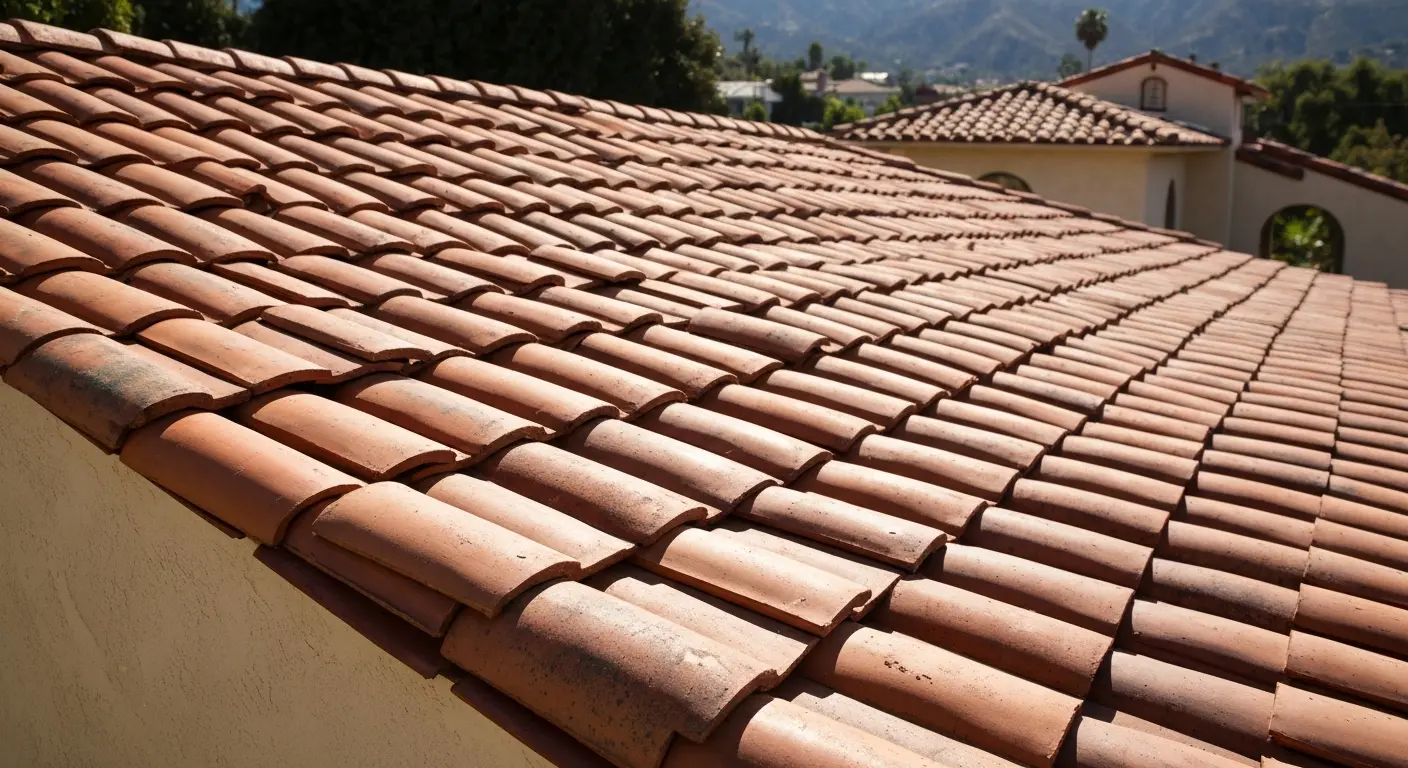 Tile roof installation on Mediterranean home