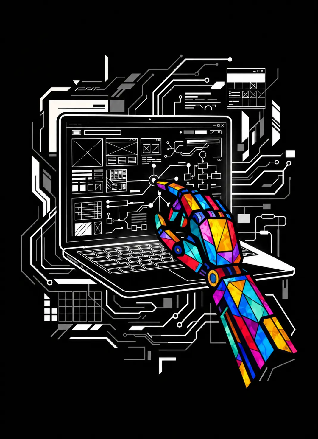 AI rendszerépítés felület absztrakt grafika