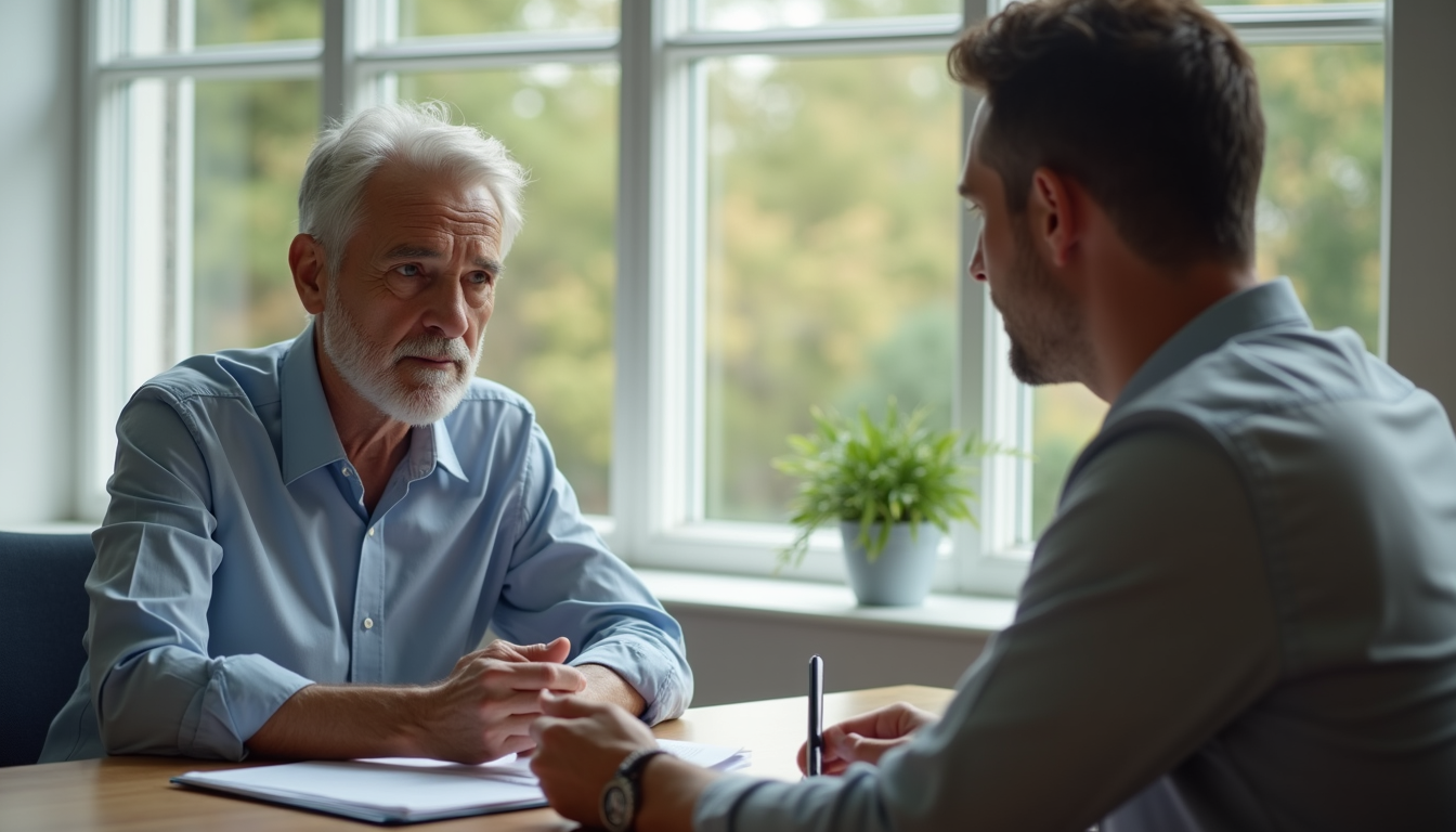 Retired couple reviewing finances