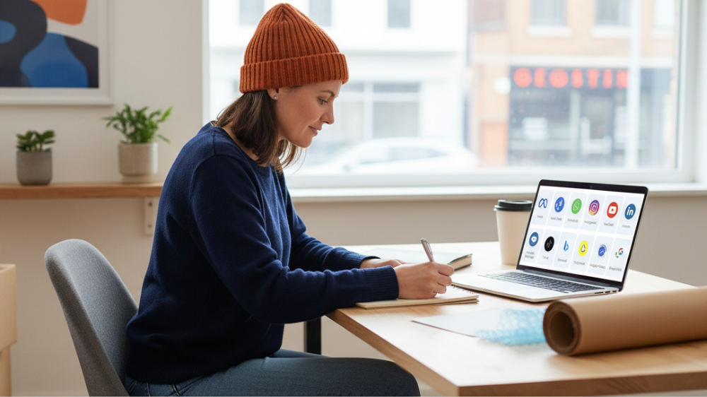 Business owner managing orders and customer follow-up from their online store