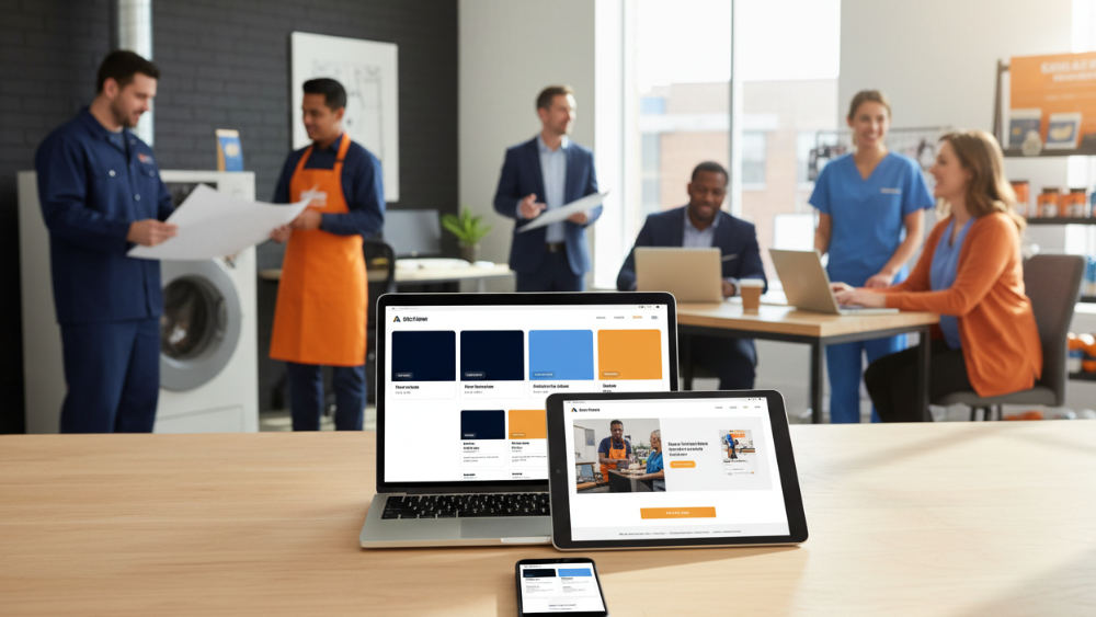 Multi-channel e-commerce platforms displayed across different devices