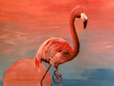 Children's flamingo art age 11-14