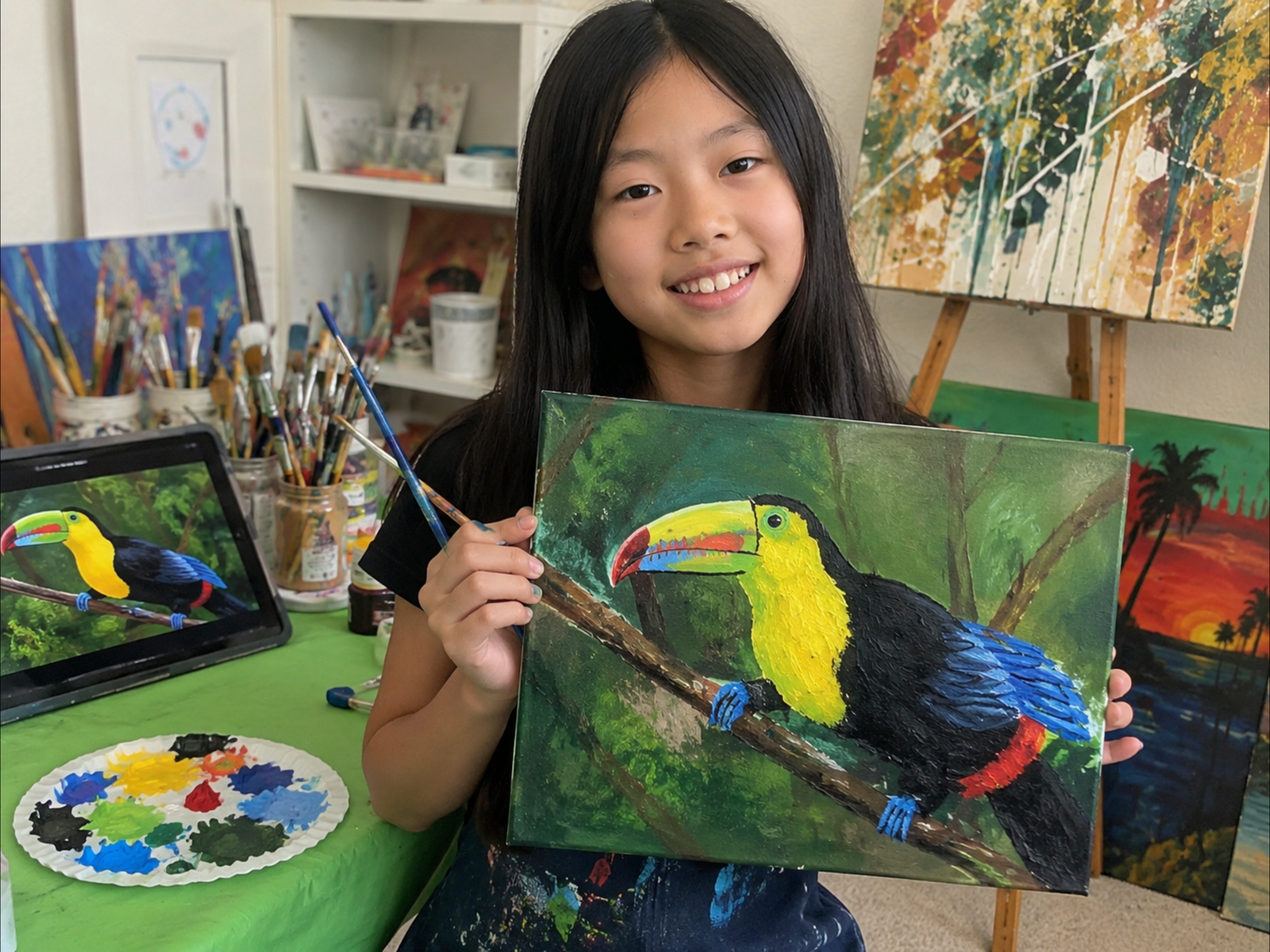Children's flamingo art age 11-14