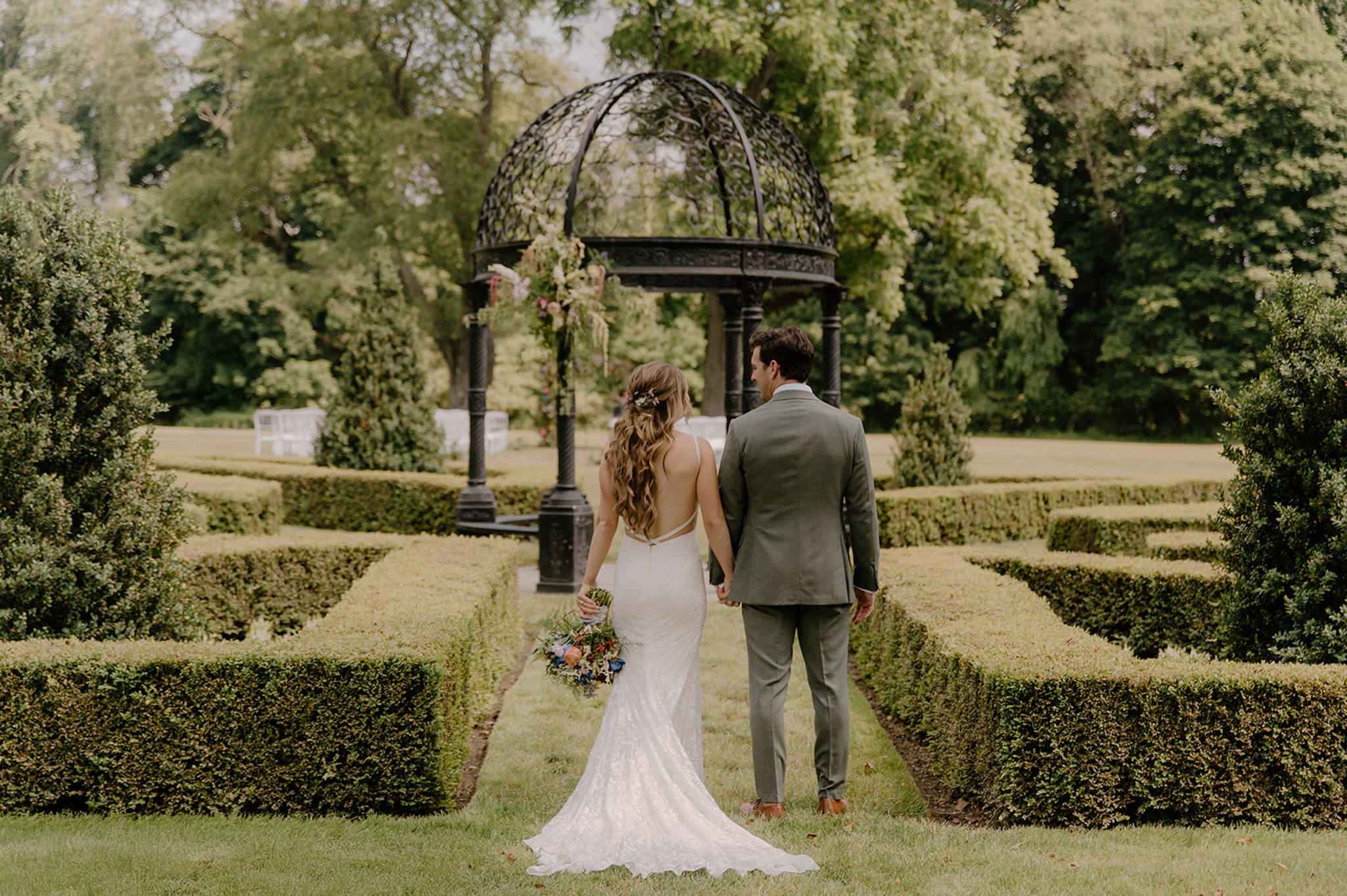 English garden and gazebo at Barley Sheaf Farm