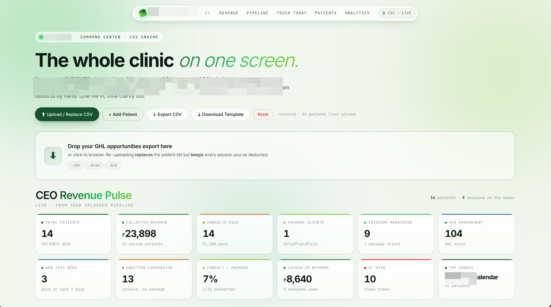 Command center for physio built in Claude Cowork