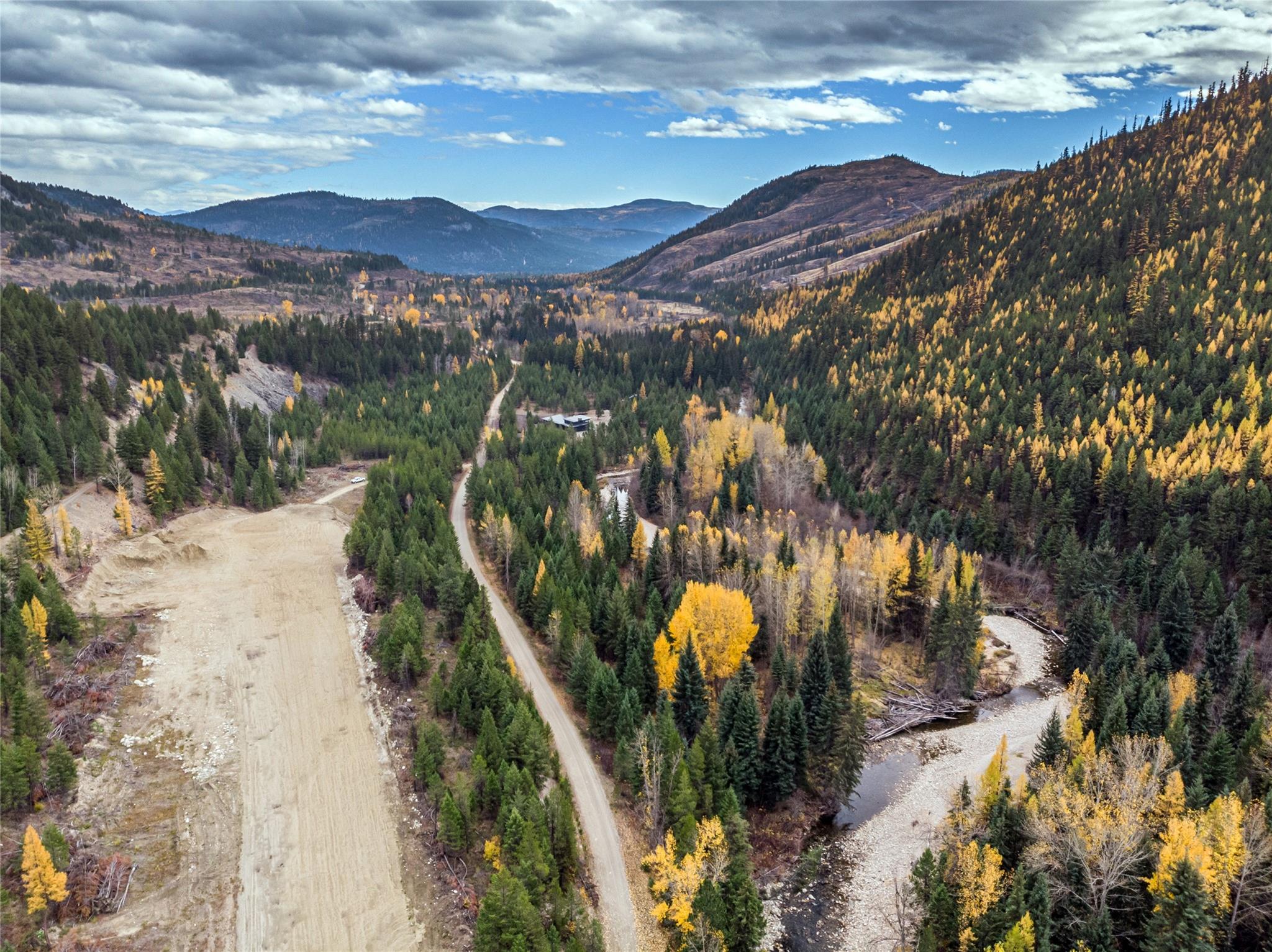 Aerial view of Wilkinson and the surrounding British Columbia wilderness
