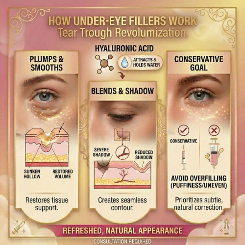 Achieve a naturally refreshed look. See how under-eye fillers (HA) restore youthful volume, smooth tear troughs, and blend shadows in Dubai. Avoid overfilling. Achieve a naturally refreshed look. See how under-eye fillers (HA) restore youthful volume, smooth tear troughs, and blend shadows in Dubai. Avoid overfilling.
