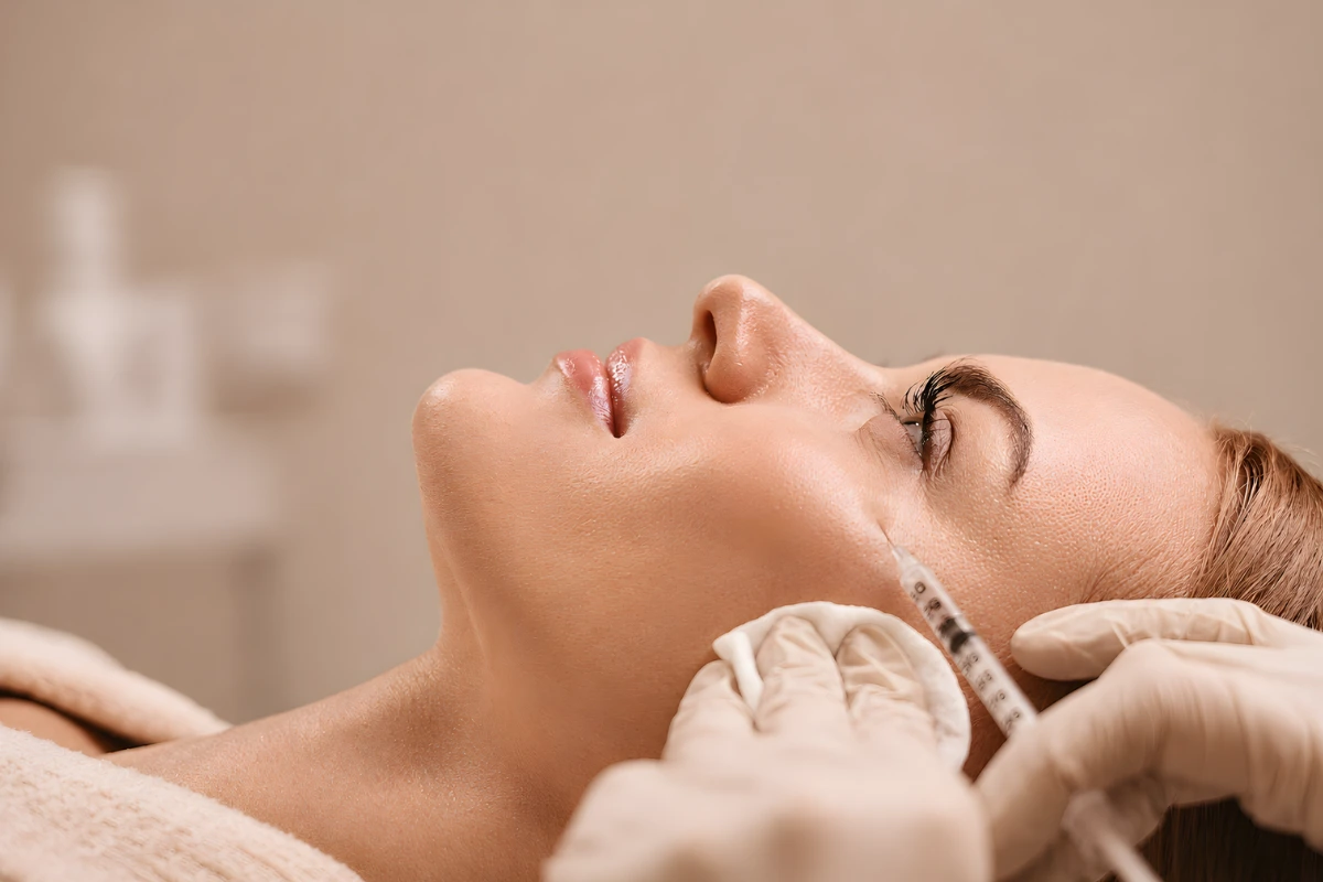 Woman receiving Botox injection for facial rejuvenation