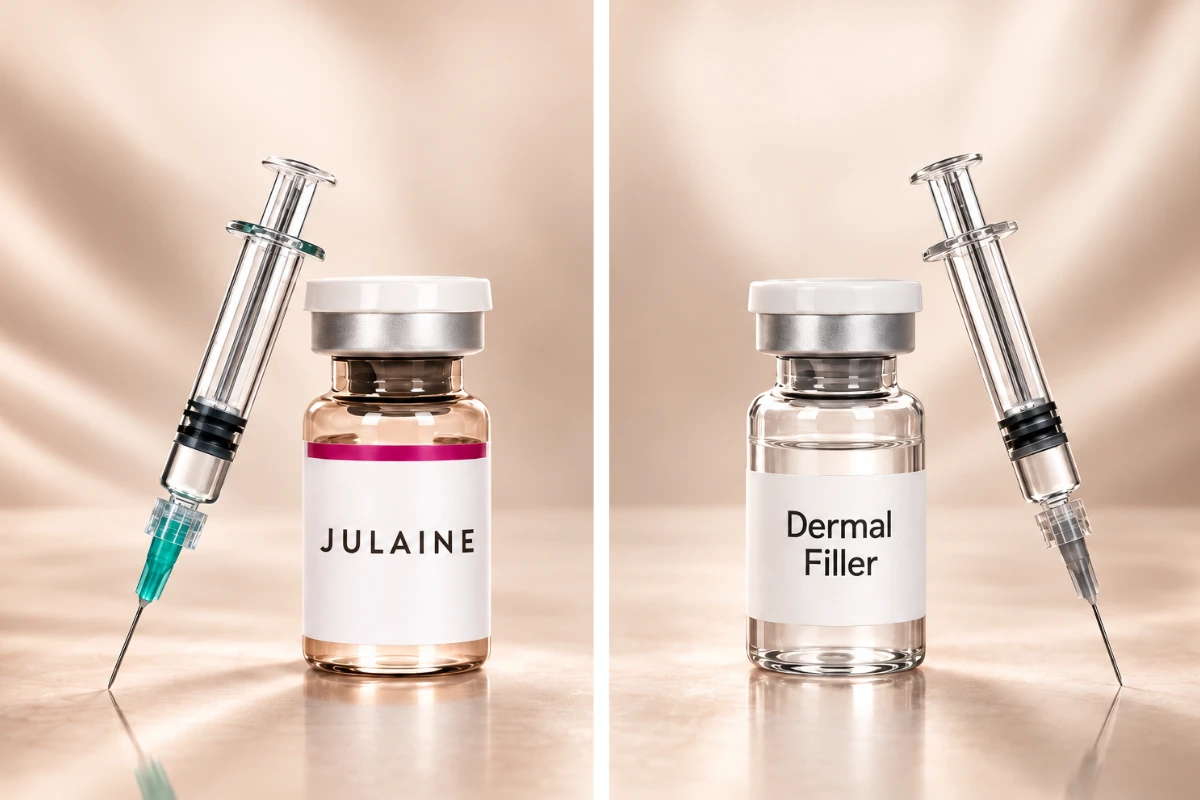 Comparison of Julaine PLLA-based injectable implant and traditional dermal filler vials