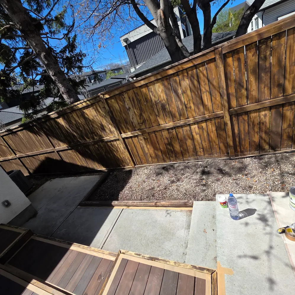 Fence painting project in Calgary