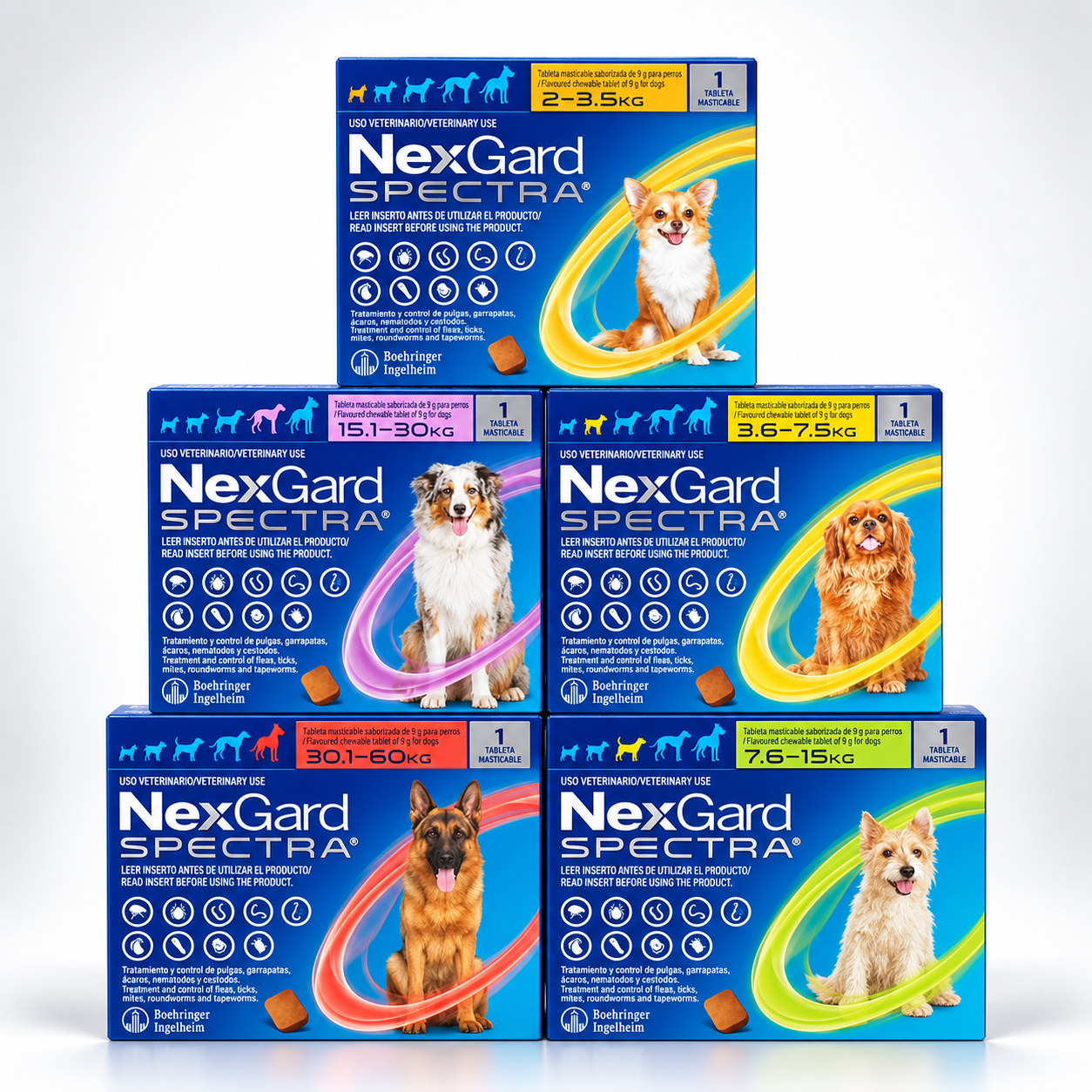 NexGard Spectra para perros, antiparasitario mensual en tableta masticable