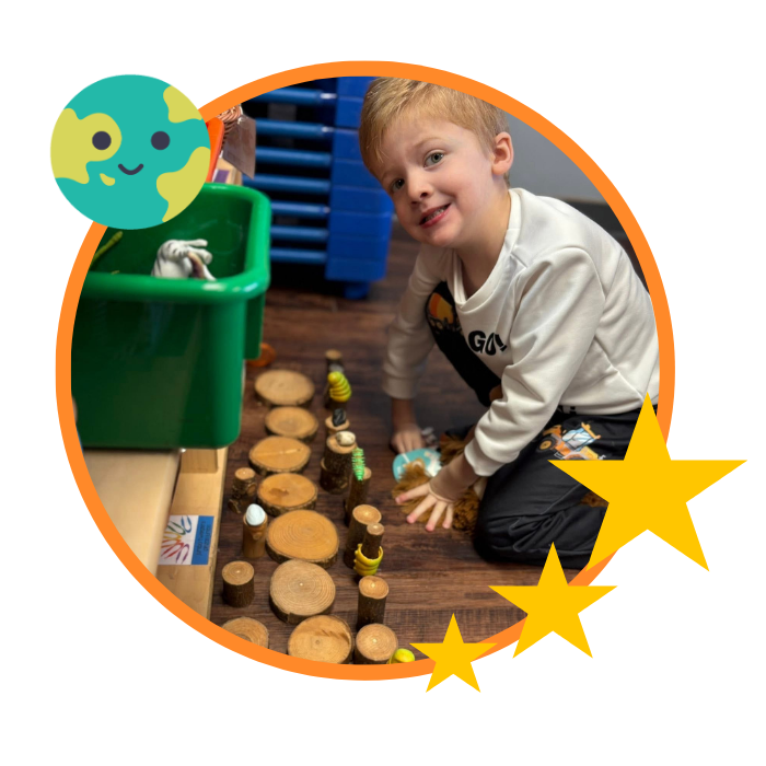 Child on playing frame