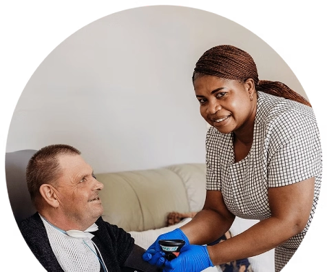 Caregiver assisting a client