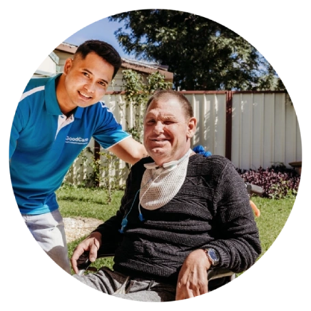 Support worker assisting a GoodCare client