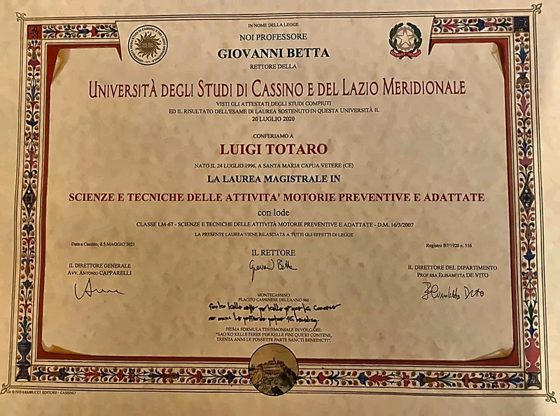 Attestato Luigi Totaro