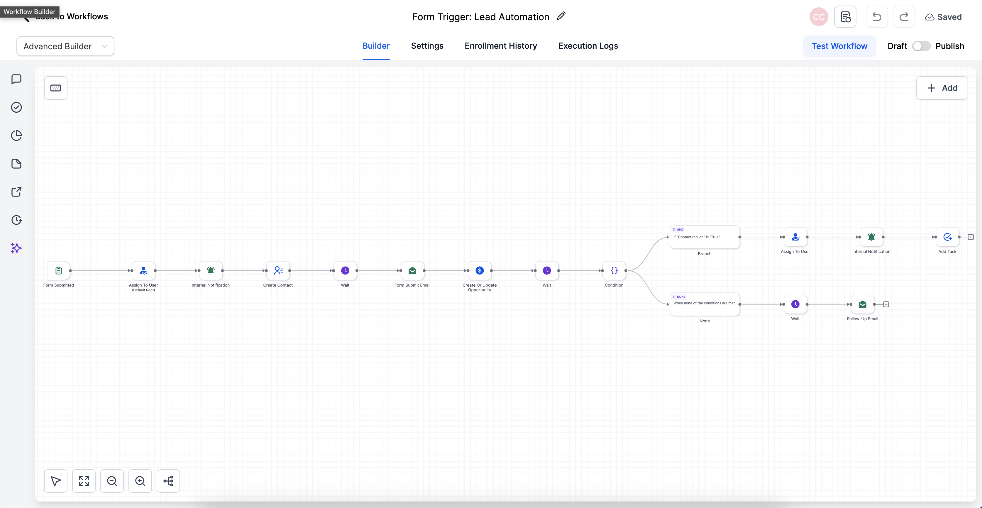 Lead automation trigger form