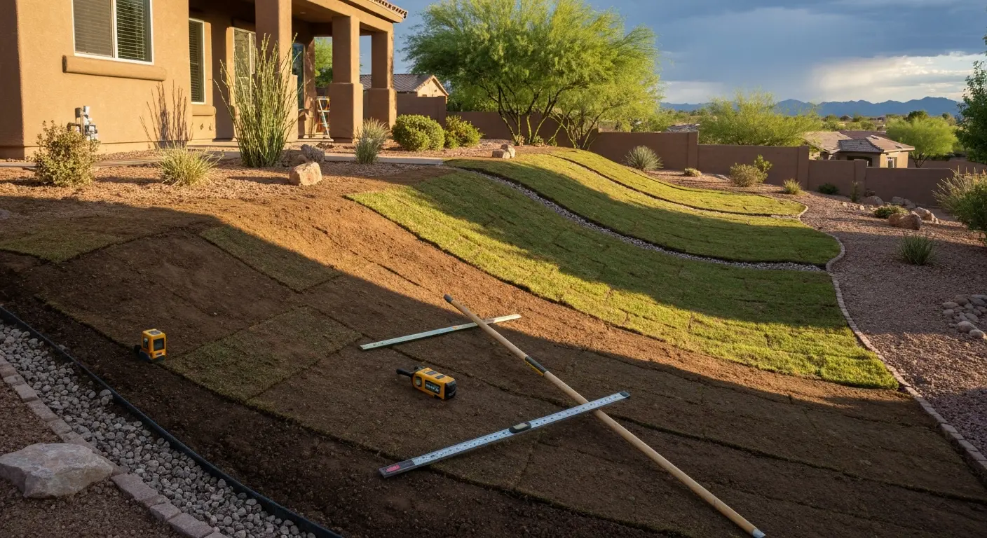Properly graded yard with drainage