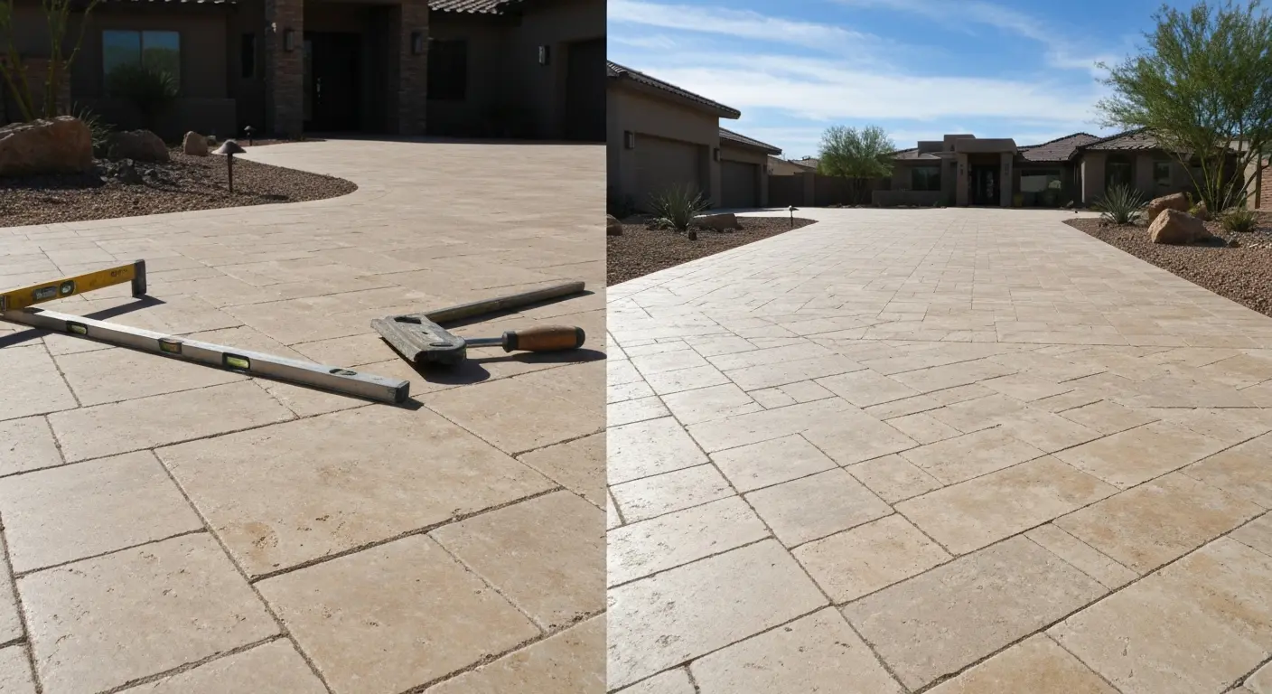 Travertine driveway