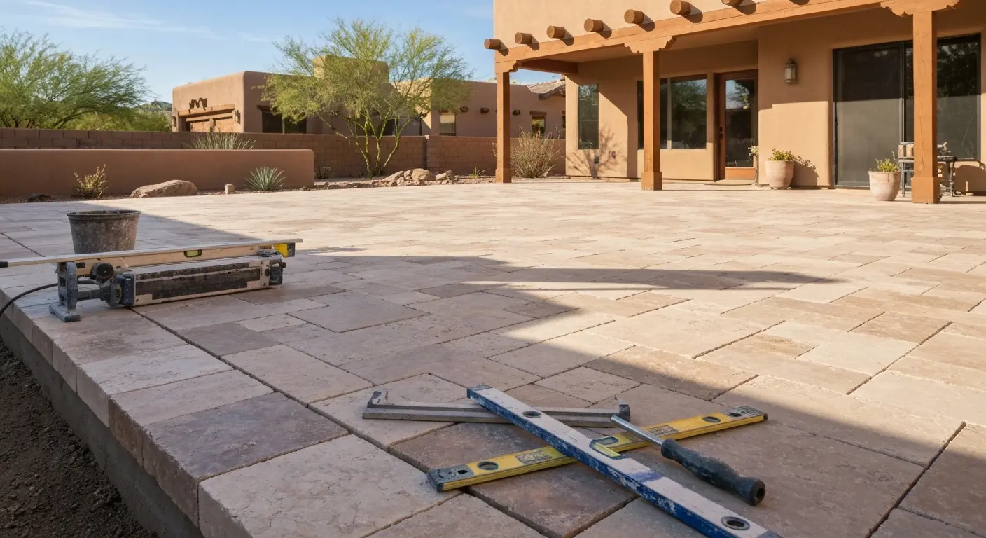 Natural stone travertine patio