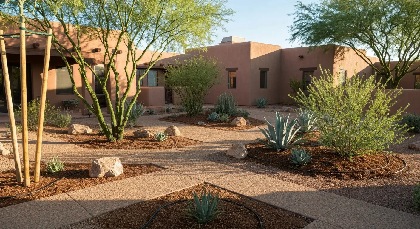 Xeriscape desert garden with native plants