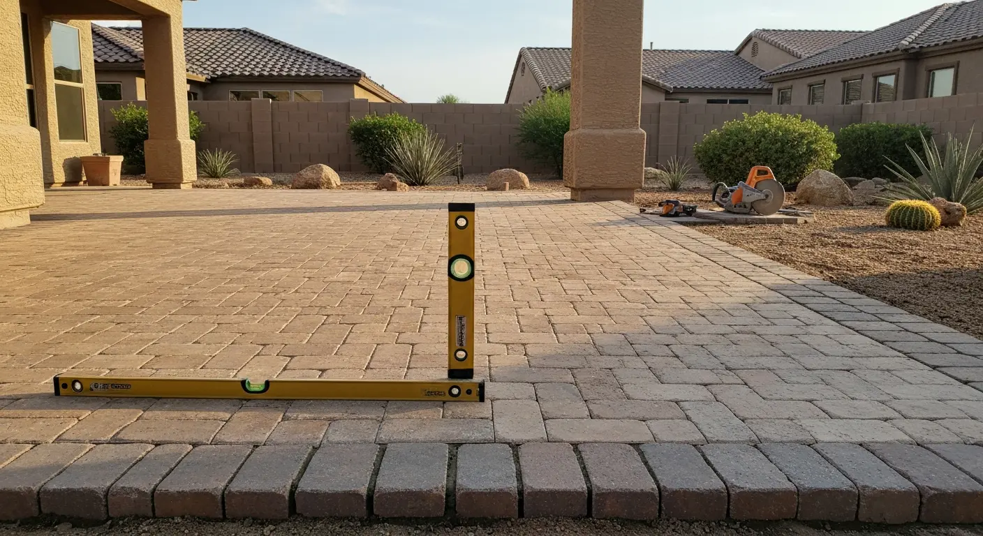 Paver and travertine hardscape
