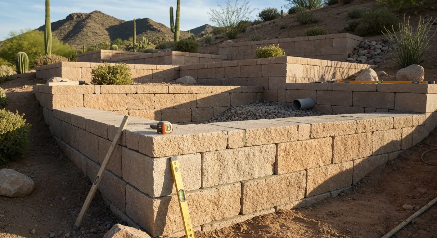 Limestone retaining wall