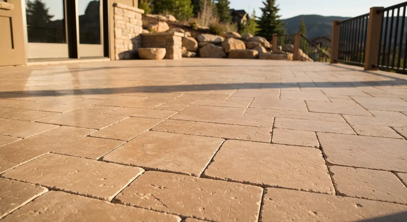 Travertine patio in Deer Valley home