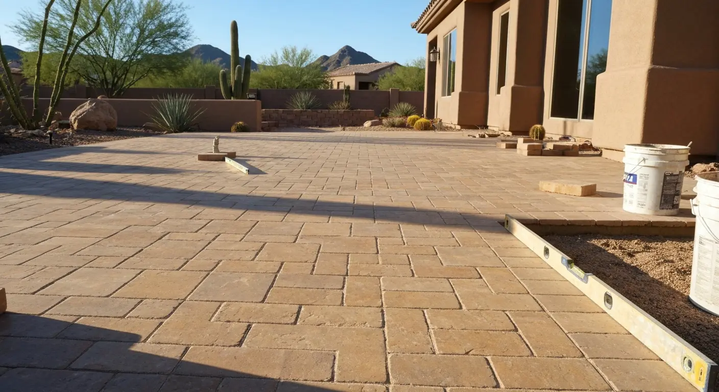 Limestone patio installation