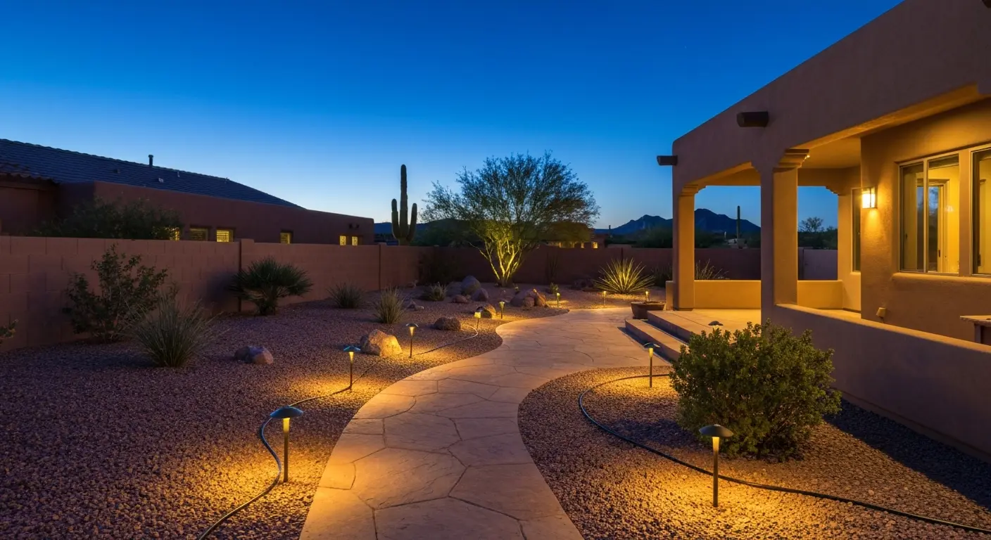 LED landscape lighting installation