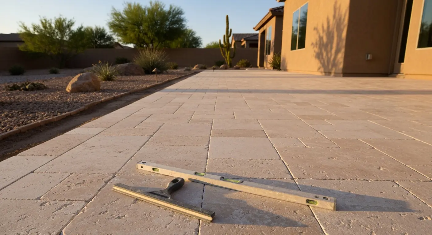 Travertine patio installation