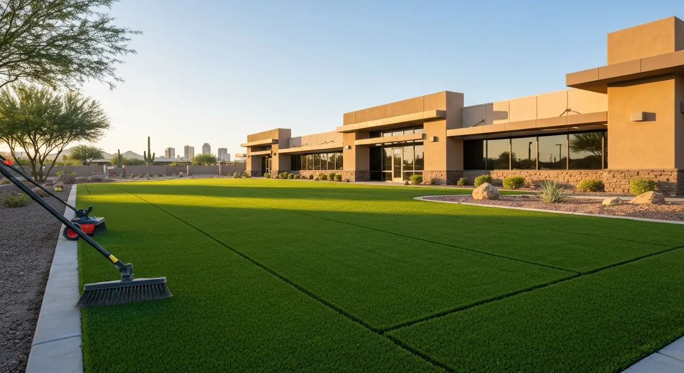 Commercial artificial grass installation