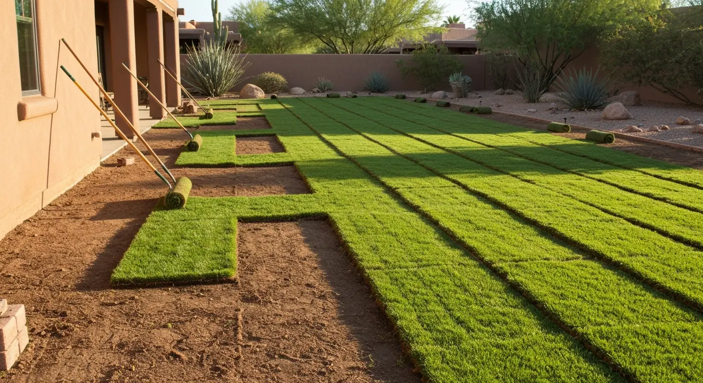 Sod installation lawn area