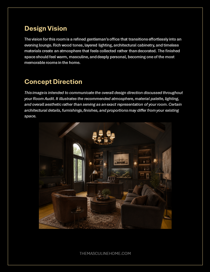 The Masculine Home – Room Audit, prepared for John Smith