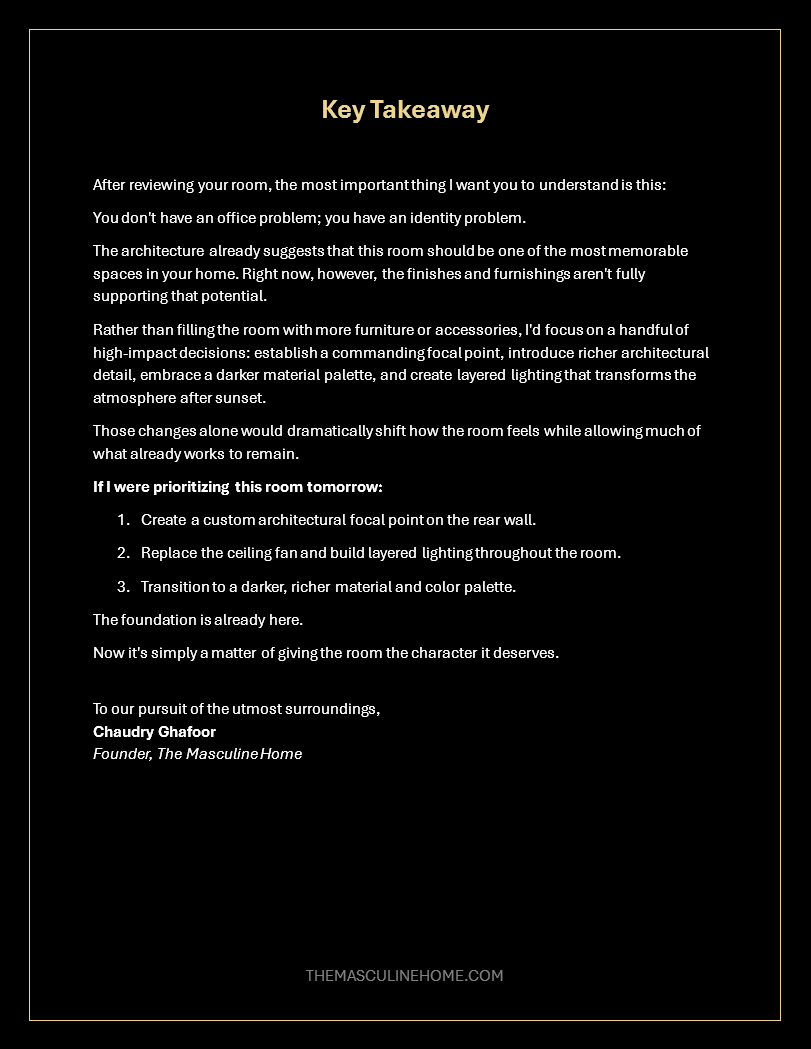 The Masculine Home – Room Audit, prepared for John Smith